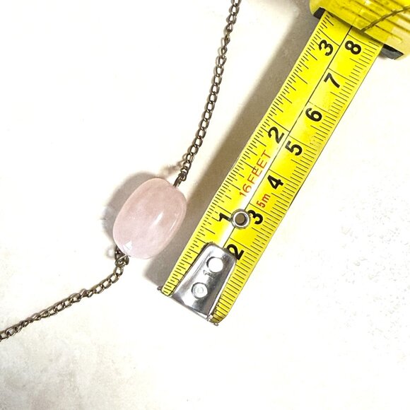 2/$20, Natural Rose Quartz Necklace, Genuine Gemstone Bar Pendant & Bronze Chain - Picture 9 of 11